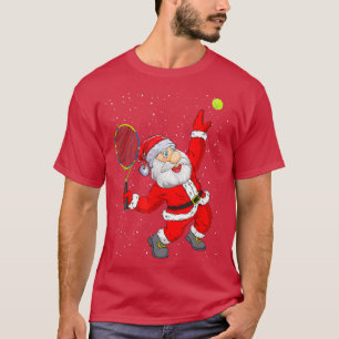 Christmas Santa Claus Playing Tennis Funny Tennis T-Shirt