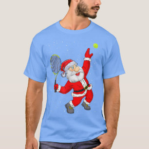 Christmas Santa Claus Playing Tennis Funny Tennis T-Shirt