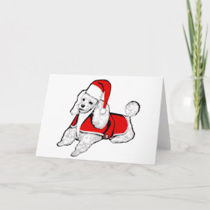 christmas santa claus poodle invitation