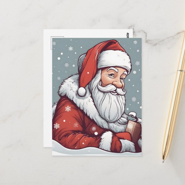 Christmas Santa Claus Postcard (Front/Back In Situ)