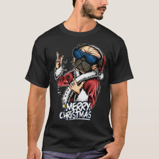 christmas santa claus pug wearing sunglasses chris T-Shirt