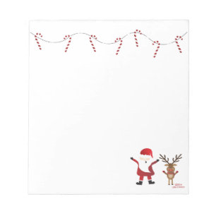 Christmas Santa Claus Reindeer Candy Canes Notepad