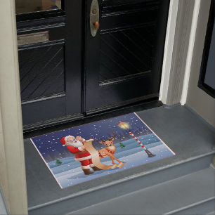 Christmas Santa Claus Reindeer Cute Winter Doormat