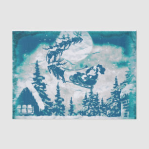 Christmas Santa Claus Reindeer Landscape Tissue Paper