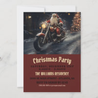 Christmas Santa Claus riding a motorcycle