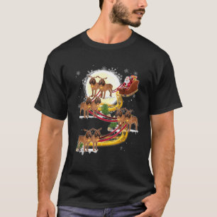 Christmas Santa Claus Riding Bloodhound Dogs Xmas T-Shirt