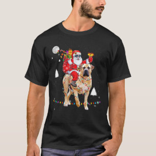 Christmas Santa Claus Riding Bullmastiff Lights Xm T-Shirt