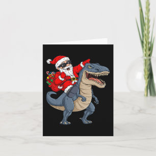 Christmas Santa Claus Riding Dinosaur T Rex Boys K Card