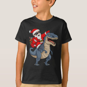 Christmas Santa Claus Riding Dinosaur T Rex Boys K T-Shirt
