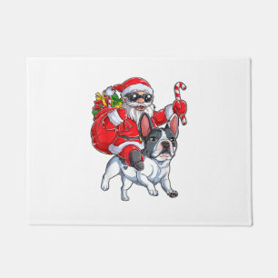 Christmas Santa Claus Riding French Bulldog Xmas B Doormat