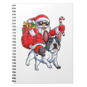 Christmas Santa Claus Riding French Bulldog Xmas B Notebook