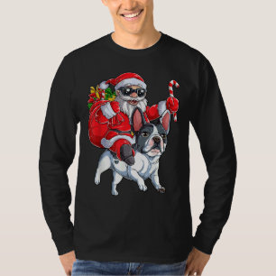 Christmas Santa Claus Riding French Bulldog Xmas B T-Shirt