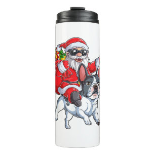 Christmas Santa Claus Riding French Bulldog Xmas B Thermal Tumbler