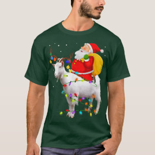 Christmas Santa Claus Riding Goat Lights Xmas Holi T-Shirt