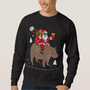 Christmas Santa Claus Riding Hippo Lights Xmas Hol Sweatshirt