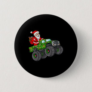 Christmas Santa Claus Riding In Monster Truck Boys 6 Cm Round Badge