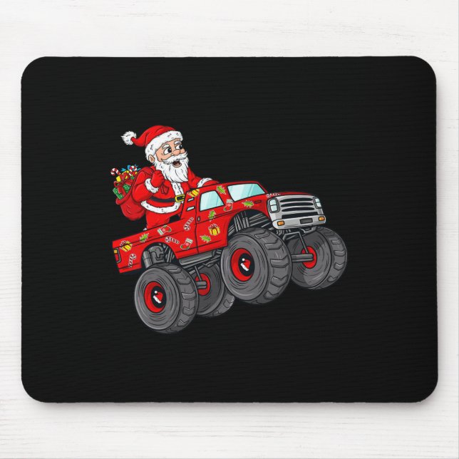 Christmas Santa Claus Riding In Monster Truck Boys Mouse Mat (Front)