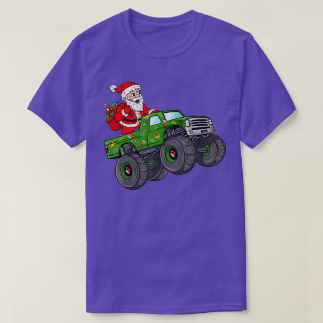 Christmas Santa Claus Riding In Monster Truck Boys T-Shirt (Design Front)