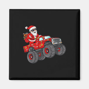 Christmas Santa Claus Riding Monster Truck Boys Ki Magnet