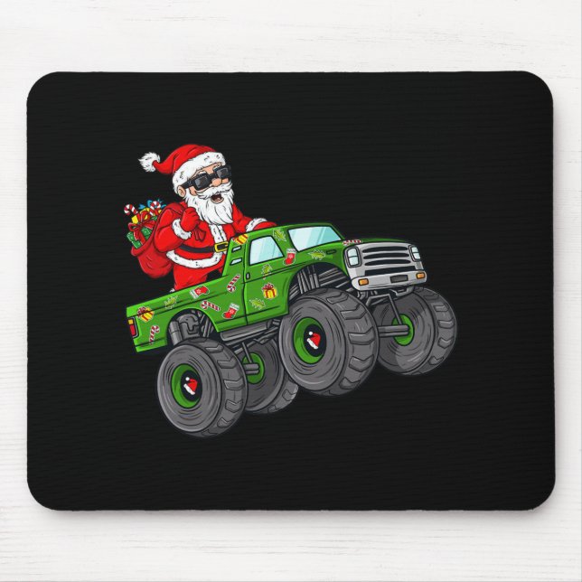 Christmas Santa Claus Riding Monster Truck Boys Ki Mouse Mat (Front)