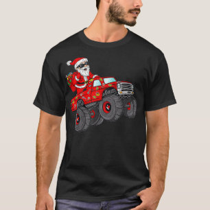 Christmas Santa Claus Riding Monster Truck Boys Ki T-Shirt