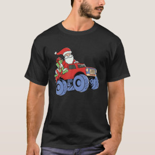 Christmas Santa Claus Riding Monster Truck Boys Ki T-Shirt