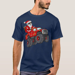 Christmas Santa Claus Riding Monster Truck Boys T-Shirt