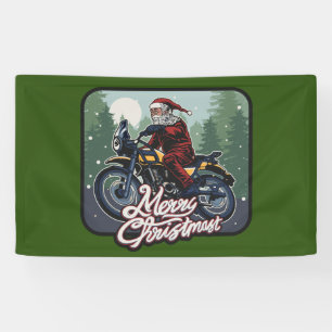 Christmas Santa Claus Riding Motorcycle Banner