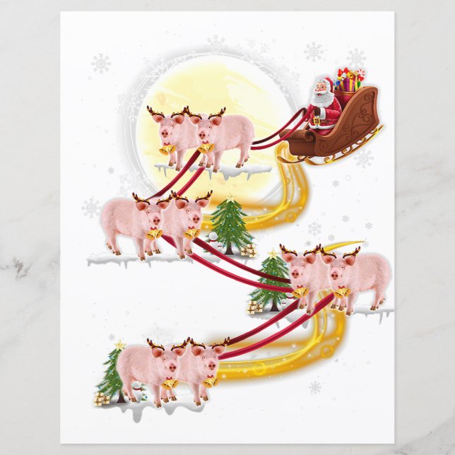 christmas santa claus riding pig  kids boys girls  (Front)
