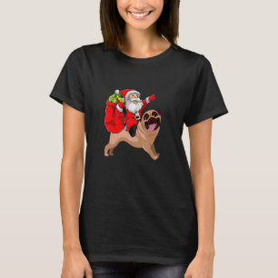 Christmas Santa Claus Riding Pug Dog Xmas Pajama T-Shirt