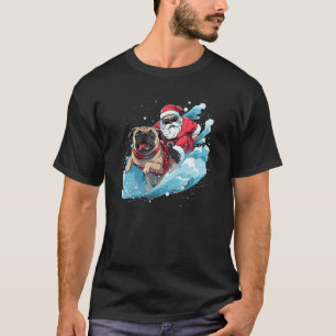 Christmas Santa Claus Riding Pug Xmas Boys Men Can T-Shirt