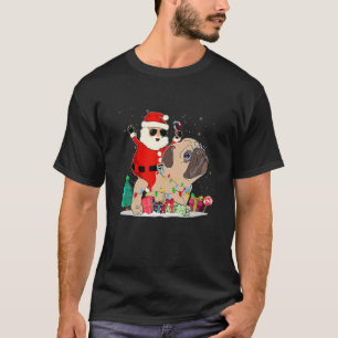 Christmas Santa Claus Riding Pug Xmas Boys Men Pug T-Shirt