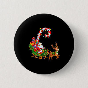 Christmas Santa Claus Riding Reindeer Lights Men W 6 Cm Round Badge