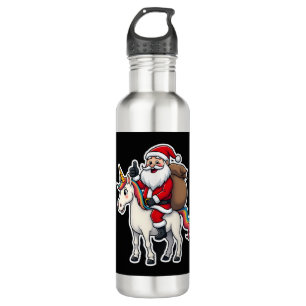 Christmas Santa Claus Riding Unicorn - Xmas Girls  710 Ml Water Bottle