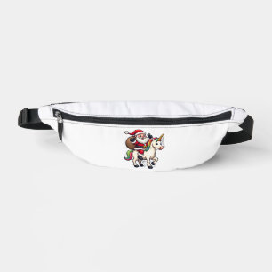 Christmas Santa Claus Riding Unicorn - Xmas Girls Bum Bags