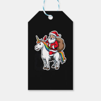 Christmas Santa Claus Riding Unicorn - Xmas Girls  Gift Tags