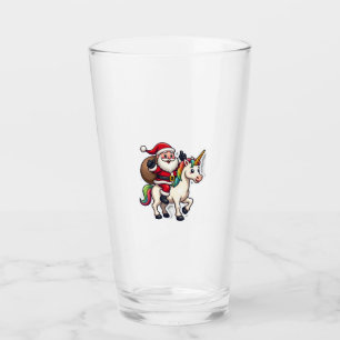 Christmas Santa Claus Riding Unicorn - Xmas Girls Glass
