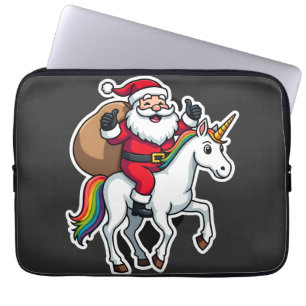 Christmas Santa Claus Riding Unicorn - Xmas Girls Laptop Sleeve