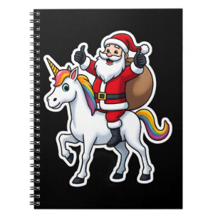 Christmas Santa Claus Riding Unicorn - Xmas Girls  Notebook