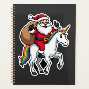 Christmas Santa Claus Riding Unicorn - Xmas Girls Planner