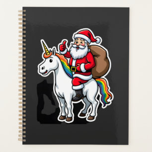 Christmas Santa Claus Riding Unicorn - Xmas Girls Planner