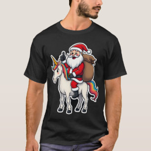 Christmas Santa Claus Riding Unicorn - Xmas Girls T-Shirt