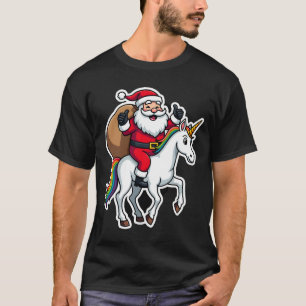Christmas Santa Claus Riding Unicorn - Xmas Girls T-Shirt