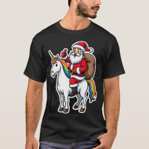 Christmas Santa Claus Riding Unicorn - Xmas Girls T-Shirt