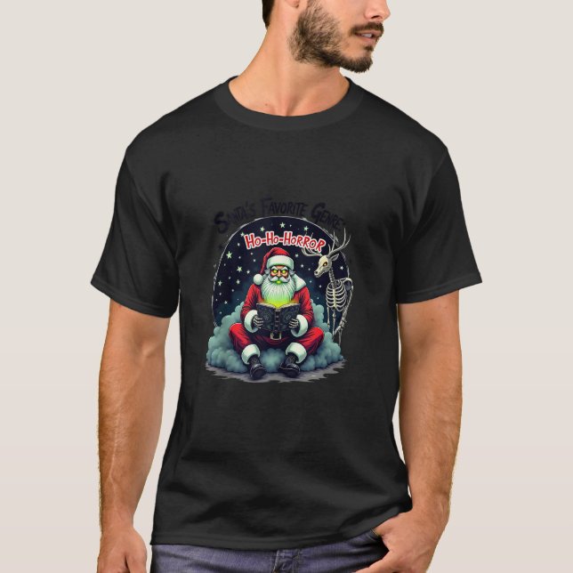 Christmas Santa Claus s Favourite Book Genre Ho Ho T-Shirt (Front)