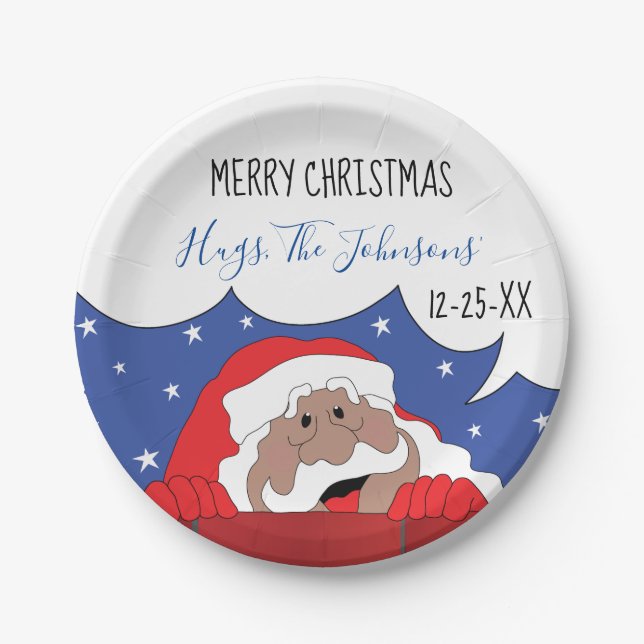 Christmas Santa Claus Says Paper Plate (Front)