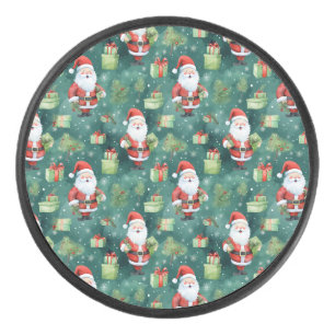 Christmas Santa Claus Seamless Pattern-82909 Hockey Puck
