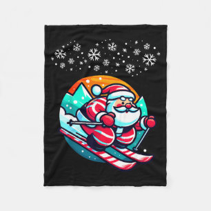 Christmas santa claus skiing slope ski hut funny  fleece blanket