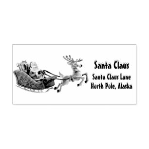 Christmas Santa Claus Sleigh Reindeer Rubber Stamp