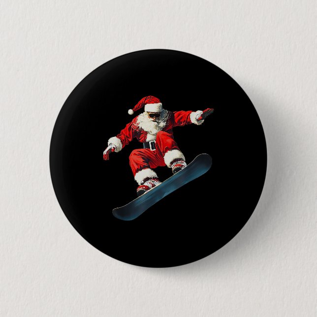 Christmas Santa Claus Snowboard Snowboarding Snowb 6 Cm Round Badge (Front)